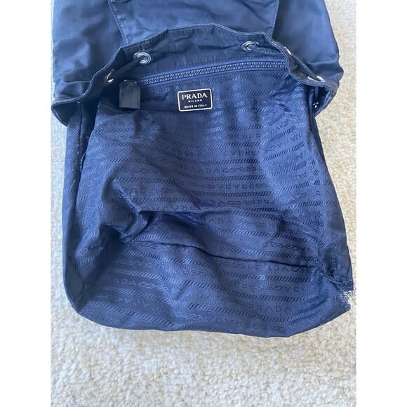 Authentic PRADA TESSUTO SILVER CHAIN / Leather Nylon Backpack - Black Silver - Picture 10 of 16